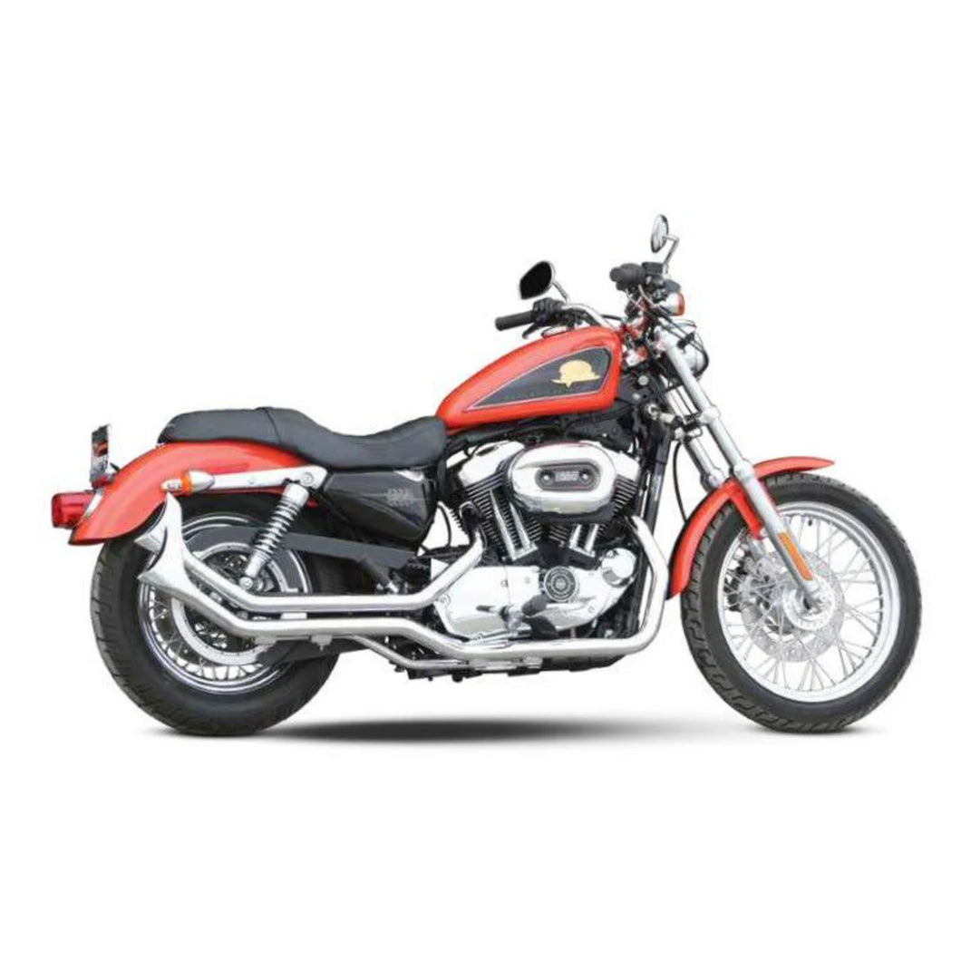 Harley Evo Upsweep Exhaust Pipes - 2004-17 Sportster - Fishtail Side-By-Side - Black